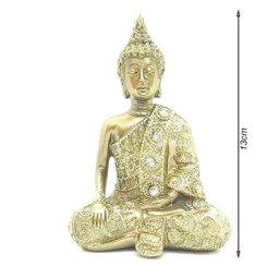 Buda com Pedras G Dourado - Mãos Abaixadas - 3