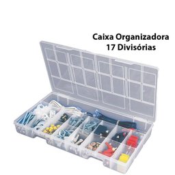 Caixa Organizadora Plástico Transparente com 17 Divisórias - Aviamento - Biju - Parafusos - Porcas - 2