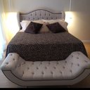 Ver imagem 2 de Kit Cabeceira para Cama King 195 cm Monaco e Recamier Veneza com Tachas - Linho Areia