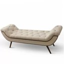 Ver imagem 3 de Kit Cabeceira para Cama King 195 cm Monaco e Recamier Veneza com Tachas - Linho Areia