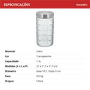 Ver mais imagens de Pote Hermético de Vidro 1,5L Transparente 22x11x11cm Mantimentos Cozinha Tampa