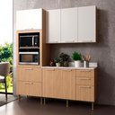 Ver imagem 1 de Cozinha Modulada Estela 190cm Aéreo Torre Quente 4 Peças Cor:freijó com Branco