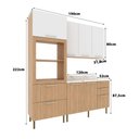 Ver imagem 3 de Cozinha Modulada Estela 190cm Aéreo Torre Quente 4 Peças Cor:freijó com Branco