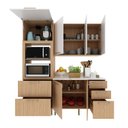 Ver imagem 7 de Cozinha Modulada Estela 190cm Aéreo Torre Quente 4 Peças Cor:freijó com Branco