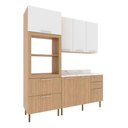 Ver imagem 2 de Cozinha Modulada Estela 190cm Aéreo Torre Quente 4 Peças Cor:freijó com Branco