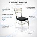 Ver imagem 3 de Jogo Mesa Jantar Pé Palito Cromada + 4 Cadeiras Reforço Assento Grosso Preto Vidro 90cm