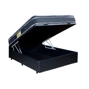 Cama Box Baú Casal Colchão Molas Ensacadas + Box Preta