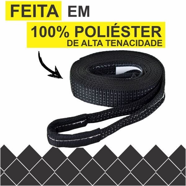 Cinta Fita para Reboque 5 ton x 4 mts com duas manilhas 1/2" Black Edition - 4x4 Off Road Trilhas - 5