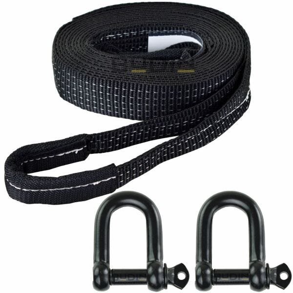 Cinta Fita para Reboque 5 Ton X 4 Mts com Duas Manilhas 1/2" Black Edition - 4x4 Off Road Trilhas