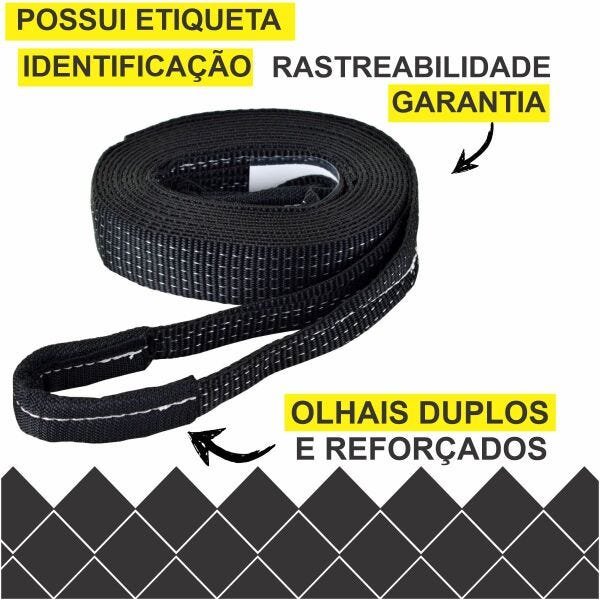 Cinta Fita para Reboque 5 ton x 4 mts com duas manilhas 1/2" Black Edition - 4x4 Off Road Trilhas - 6