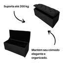 Ver imagem 3 de Bau Solteiro Capitonê Pé de Cama Decoração Guarda Objetivos - Preto
