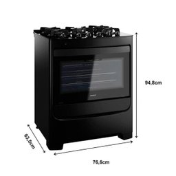 Fogão Consul 5 Bocas Preto com Mesa de Vidro e Grades Individuais de Ferro Fundido - Cfs5Vae - 10