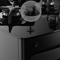 Fogão Consul 4 Bocas Preto com Mesa de Vidro e Grades Individuais de Ferro Fundido - Cfo4Vae - 4