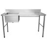 Mesa Pia Aço Inox Industrial Com Uma Cuba 50x40x25cm Esquerda - 150x70x90cm - Brascool - 1