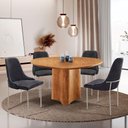 Ver imagem 1 de Sala de Jantar Mesa Selene com 4 Cadeiras Moderna Mobilia Linho Preto/Cinamomo Imb/Prata