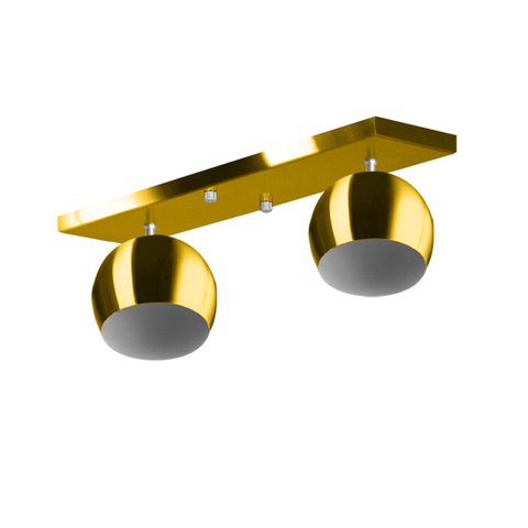 Lustre Plafon Bola 15 cm Retangular Duplo Dourado