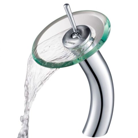 Torneira Vidro Redondo com Misturador Monocomando Cascata Alta