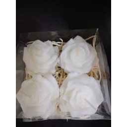 Kit 4 Velas Em Formato De Rosa Na Cor Marfim Claro - Leve Aroma de Rosa - 1