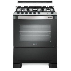 Fogão Mueller 5 Bocas Decorato Gourmet Preto Fosco com Timer e Tripla Chama Preto Fosco Bivolt