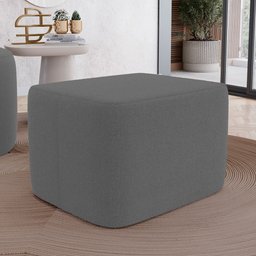 Puff Decorativo Living Yumi Retangular 60cm Bouclê Cinza Escuro - Desk Design - 2