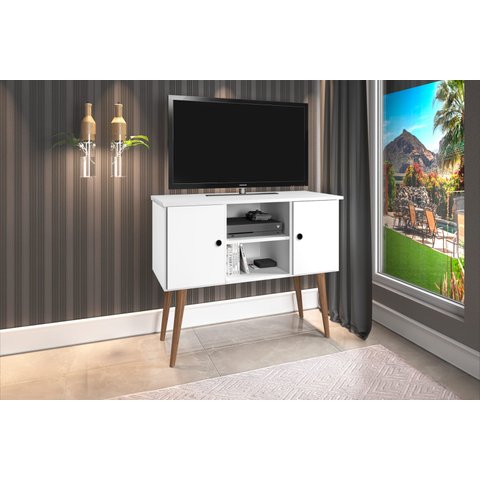Rack / Bancada Vie Modelo Retrô para Tv até 40'' 2 Portas Cor Branco Romar