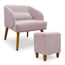 Ver imagem 1 de Poltrona Decorativa com Puff Virgínia Veludo Rosê - Montanaris Decor Md Montanaris Decor