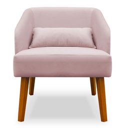 Poltrona Decorativa com Puff Virgínia Veludo Rosê - Montanaris Decor Md Montanaris Decor - 3