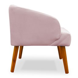 Poltrona Decorativa com Puff Virgínia Veludo Rosê - Montanaris Decor Md Montanaris Decor - 4