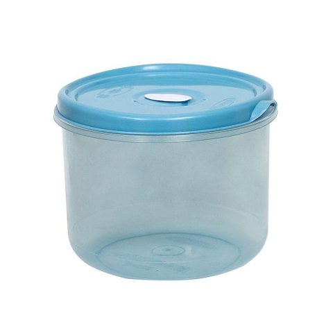 Pote Redondo 14cm de Altura para Micro-ondas e Freezer com Válvula 3l - Linha Wave Plasvale Azul