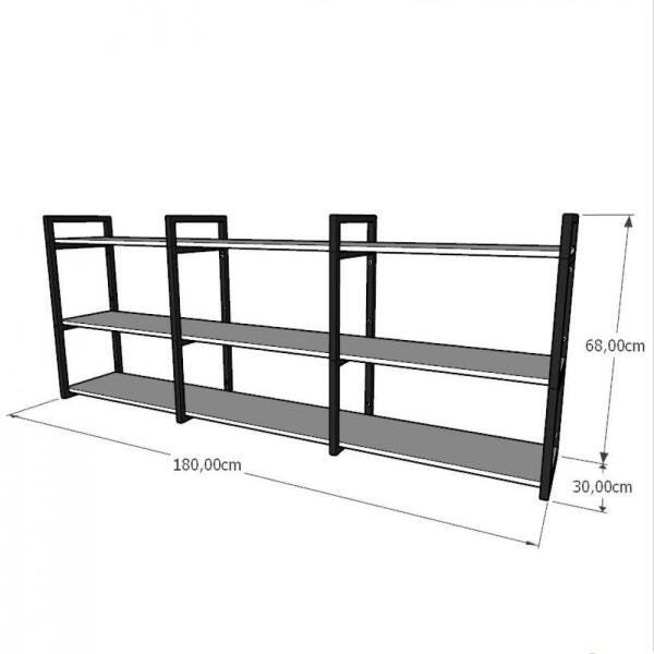 Prateleira Industrial Cozinha Aço Cor Preto 180x30x68cm Modelo Ind35a - 2