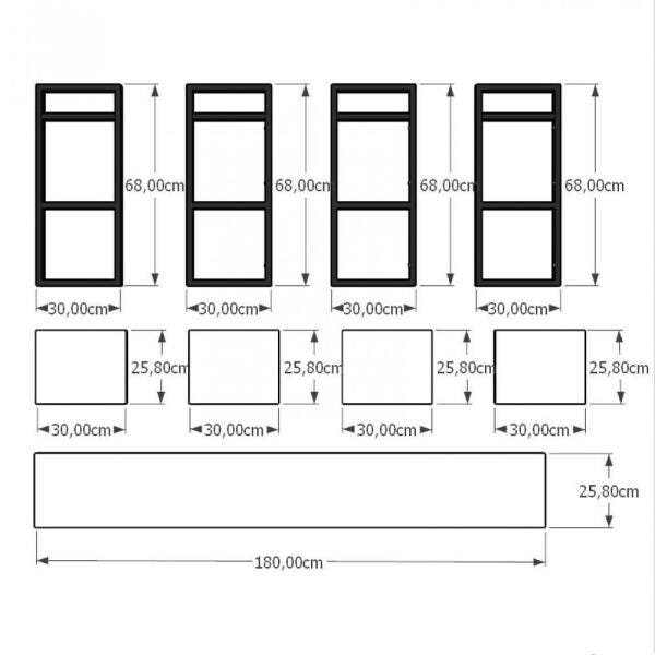 Prateleira industrial cozinha aço cor preto 180x30x68cm CxLxA amadeirado escuro modelo ind26aec - 3