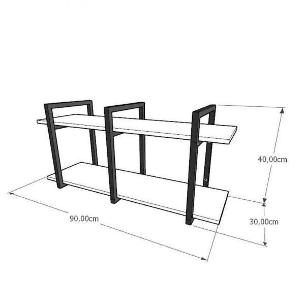 Prateleira industrial para cozinha aço cor branco prateleiras 30cm vidro temperado modelo - 2