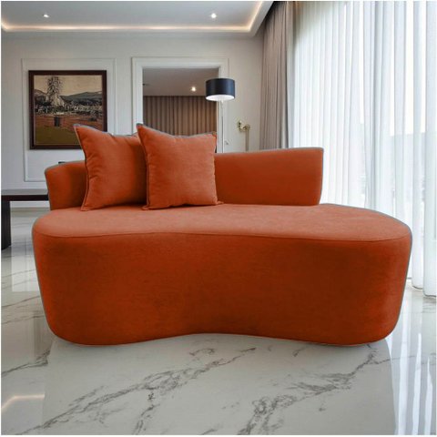Namoradeira Sofá Feijão Hana Orgânica Veludo Terracota