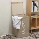 Ver imagem 5 de Cesto Organizador Dobravel Lavanderia 60 Litros Roupa Suja Banheiro Quarto Tampa