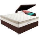 Ver imagem 1 de Cama Box Baú Marrom e Colchão King Best Molas Ensacadas Casal 138x188x33 Anjos