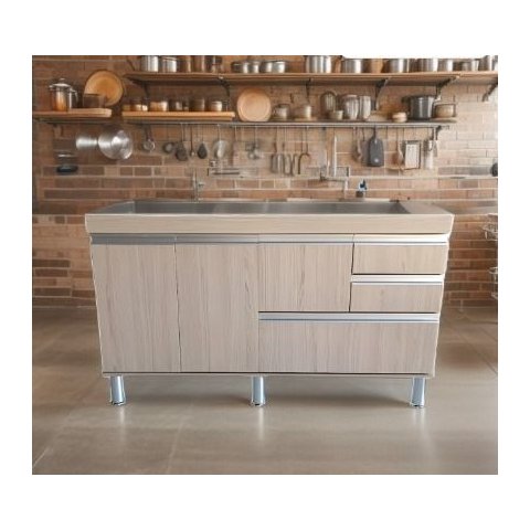 Gabinete para Pia de Cozinha 1,50m Michelangelo Cípres 100% Mdf 15mm