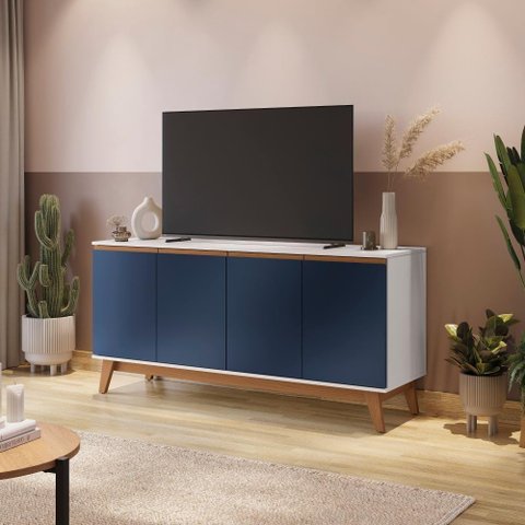 Aparador Kappesberg 4 Portas Branco/azul 156cm