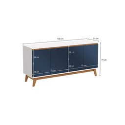 Aparador Kappesberg 4 Portas Branco/azul 156cm - 2
