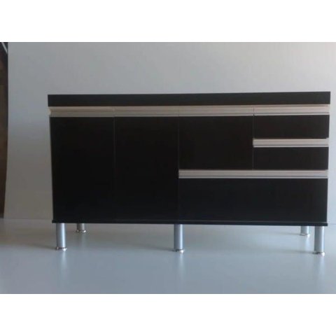 Gabinete para Pia de Cozinha 1,60m Michelangelo Preto Fosco 100% Mdf 15mm