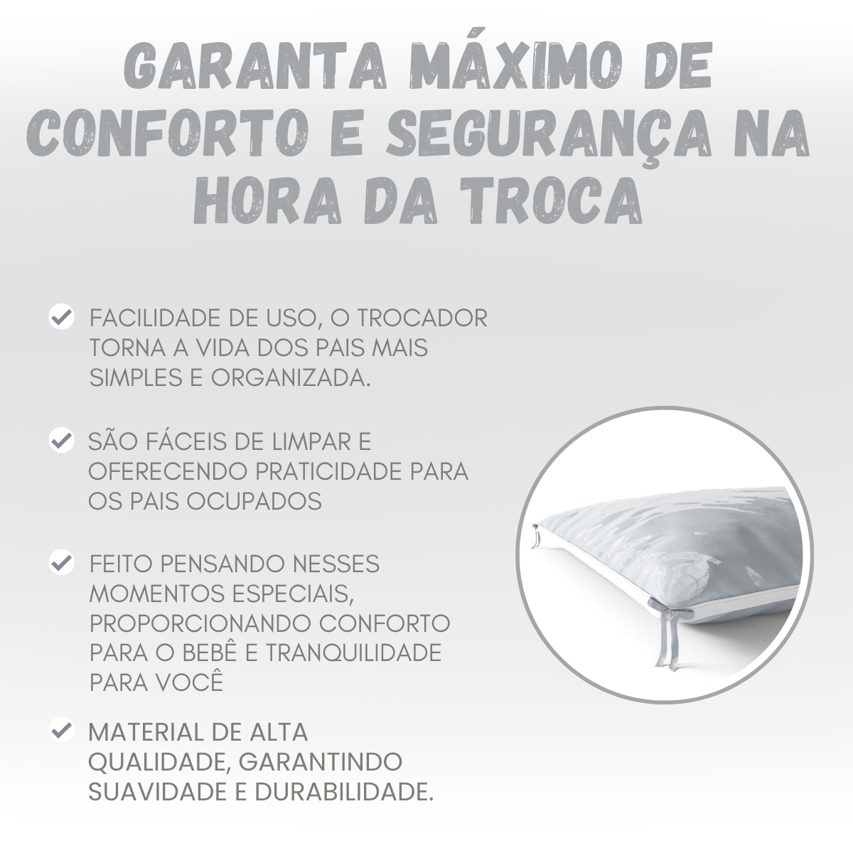 Trocador de Cômoda Plastificado Impermeável Cinza - 4