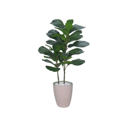 Planta Árvore Artificial Ficus Lyrata Real Toque Verde 1m Kit + Vaso S. Bege 30 cm - 1
