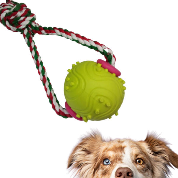 Brinquedo Mordedor com Corda com Plush Ball para Cachorro - Rosa