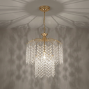 Ver imagem 3 de Lustre Pendente Cristal Acrílico para Sala/Quarto Dourado