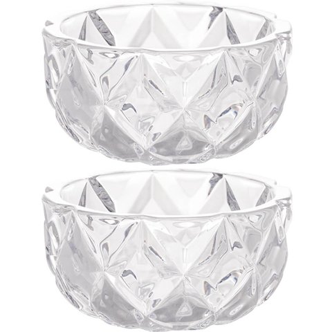Conjunto 2 Bowls de Cristal Diamond Lyor 270ml para Frutas Petiscos Potinhos Decorativos