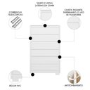 Ver imagem 3 de Cômoda Quarto 79cm 6 Gavetas Ayron Branco A02 - Mpozenato
