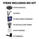 Ver imagem 2 de Pia Lavatório 4l Cinza + Sifão Sanfonado Universal + Torneira Preta + Veda Rosca