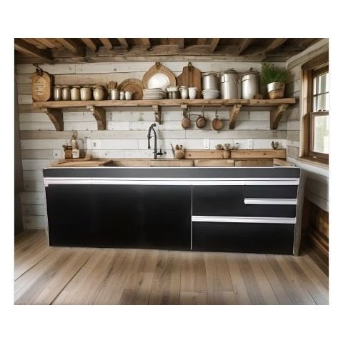 Gabinete para Pia de Cozinha 1,80m Michelangelo Preto Fosco 100% Mdf 15mm