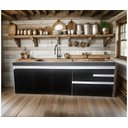 Ver imagem 1 de Gabinete para Pia de Cozinha 1,80m Michelangelo Preto Fosco 100% Mdf 15mm