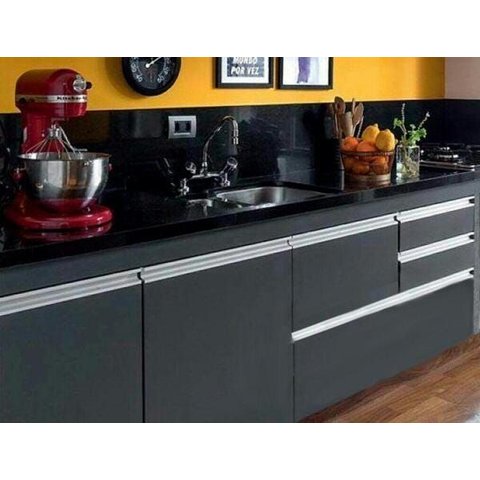Gabinete para Pia de Cozinha 2m Michelangelo Preto Fosco 100% Mdf 15mm