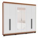 Ver imagem 2 de Roupeiro Casal Valência 6 Portas com Espelho 242x214cm Freijó/Branco 240852